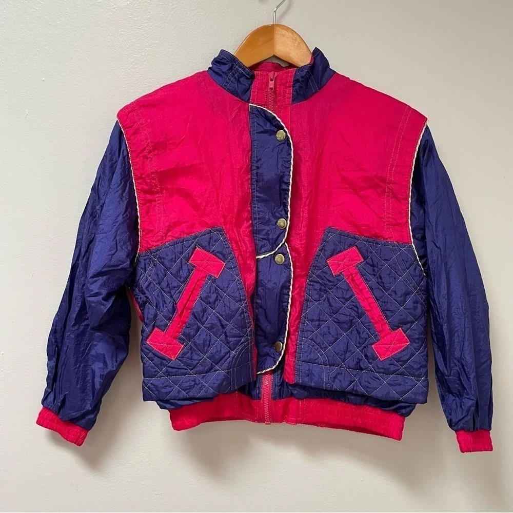 Christie Brooks Vintage 80s 90s Pink Purple Windbreaker Jacket Girls M 10-12 - Picture 1 of 8